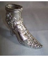  Boot Ring Holder Silver Color Figurine Boot Mesh &amp; Rose Design  - £7.59 GBP