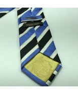 Donald j Trump signature collection tie Blue Black Necktie Striped Gold ... - £27.20 GBP