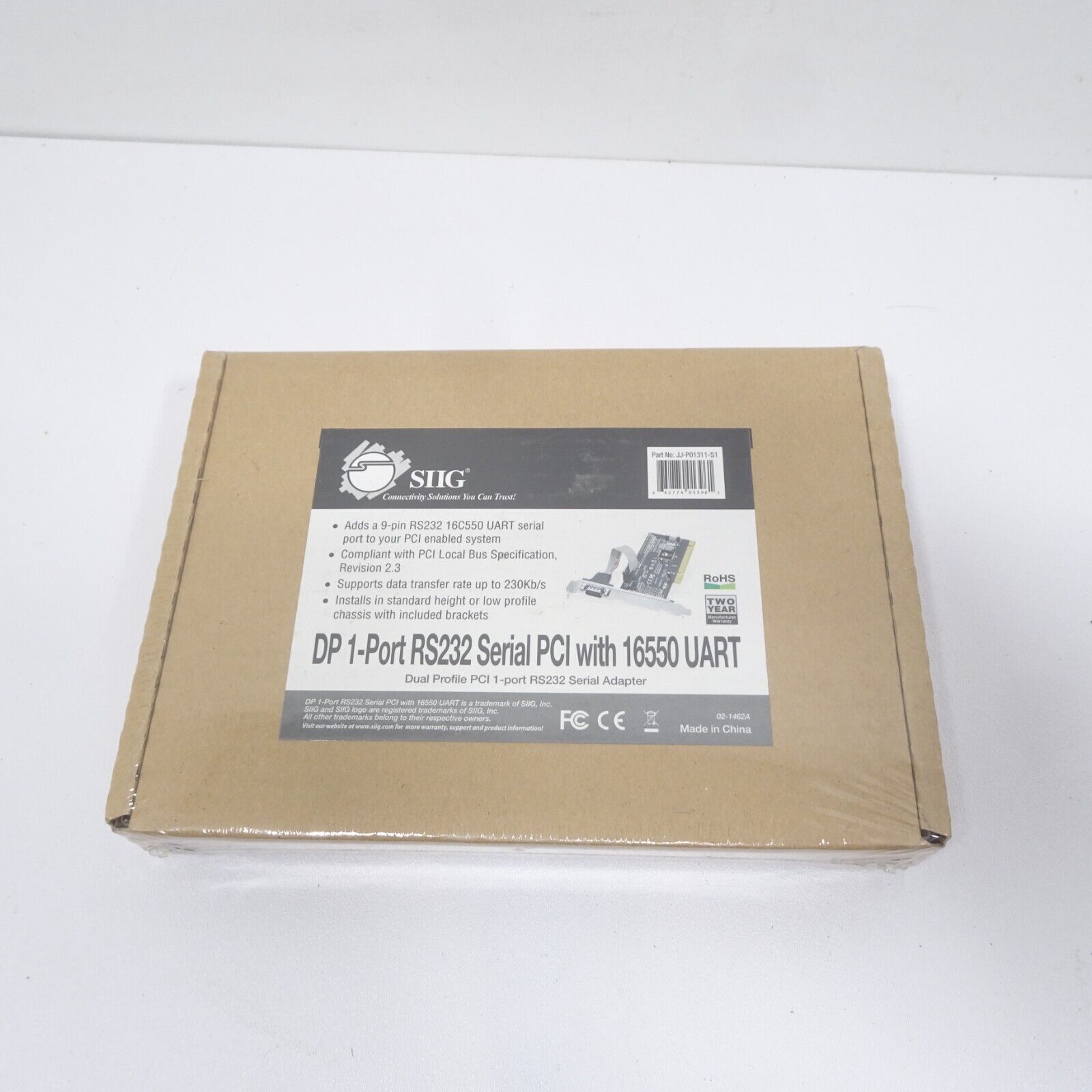 SIIG DP 1 Port Rs232 Serial Adapter PCI 16550 UART JJ-P01311-S1 BA21616X - $13.49