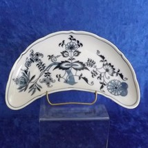 Blue Danube Half Moon Shaped Bone Plate Blue Onion Pattern #99183 Square... - $24.99