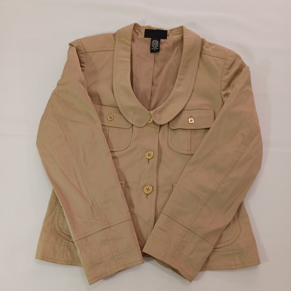 Body By Victoria Women’s Tan/Beige Cotton Blend Button Jacket Coat Size 6 Item image 14