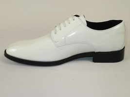 Men Santino Luciano Formal Dress Shoes Patent Leather Shiny Lace up C532 White image 6