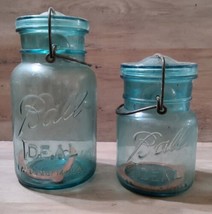 Vintage Ball Ideal Mason Jars Glass Lids Wire Tops #14 7.5&#39;&#39;/#8 5.5&#39;&#39; 1923-1933 - £56.13 GBP