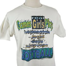 Vintage 1996 Real Girls Play Softball T-Shirt Large Single Stitch Made i... - $11.99