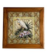 Cape Shore Kathleen Denis Egret Bird Tropical Floral Wall Art Tile Wood ... - $21.60