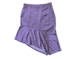 NWT Banana Republic Purple &amp; White Satin Stripe Asymmetrical Hem Skirt 6 - $13.86