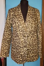 Berek Size Medium Blazer Jacket Gold Brown Metallic Leopard Animal Print... - $54.95