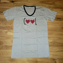 &quot;Cool&quot; Hearts Sleepshirt Oversized T Shirt in Bag V Neck Women L XL NEW - $19.79