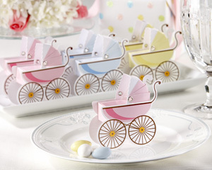 Classic Pram Favor Boxes with Unique Expandable Bonnets (Set - $23.00