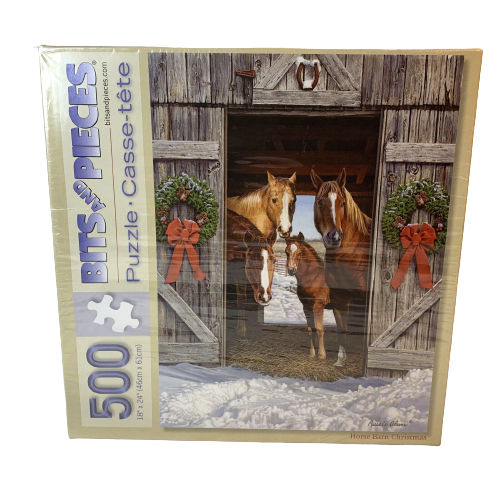 Bits And Pieces Brand Horse Barn Christmas 500 Pc 18"x24" Jigsaw Puzzle - $13.86