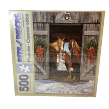 Bits And Pieces Brand Horse Barn Christmas 500 Pc 18&quot;x24&quot; Jigsaw Puzzle - £10.98 GBP