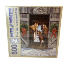 Bits And Pieces Brand Horse Barn Christmas 500 Pc 18&quot;x24&quot; Jigsaw Puzzle - £11.14 GBP