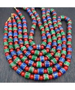 Whispers of History Vintage Venetian Style Blue and Green Chevron Beads ... - £49.40 GBP