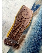 Shwaan Genuine Tooled Leather Dog Collar Floral Pattern  Best handmade F... - $47.00+