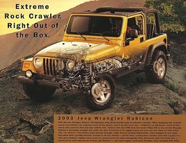 2003 Jeep Wrangler Rubicon Sales Brochure Sheet 03 4WD - £6.41 GBP