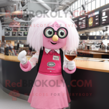 Pink Guinness mascot costume character dressed with a Blouse and Reading glasses - £986.18 GBP