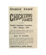 Chickering Piano World&quot;s Fair 1894 Advertisement Victorian Instrument 10... - $27.56 CAD