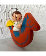 Vintage Steinbach Angel Rocking Horse Wooden Christmas Ornament Made in ... - $23.70