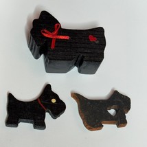 Set of 3 Small Handmade Wood Scottie Dog Figurines Vintage Collectible - $276.79 MXN