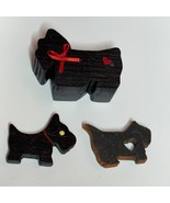 Set of 3 Small Handmade Wood Scottie Dog Figurines Vintage Collectible - $276.80 MXN