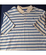 Polo Golf Ralph Lauren Mens Yellow Navy Blue Stripe Short Sleeve Polo Sz XL - £15.63 GBP