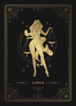 &quot;Golden Libra Zodiac Sign on Black Background – Harmony and Elegance in ... - $5.00