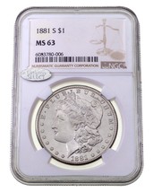 1881-S Silver Morgan Dollar Graded by NGC as MS-62 Littleton Select - £93.96 GBP