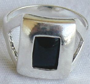 Fashion  black  agate square  ring