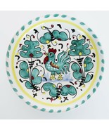 Vintage ceramic Italy teal blue &amp; yellow rooster olive oil dish - $29.99
