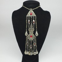 104g, 21&quot; Turkmen Necklace Pendant Long Necktie Old Vintage Gold-Gilded,TN378 - £63.26 GBP