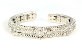 Judith Ripka CZ Heart Cuff Bracelet REAL Solid .925 Sterling Silver 43.7 g - $220.50