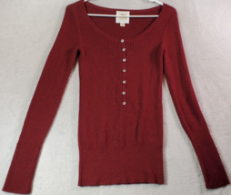 Old Navy Sweater Womens Small Maroon Knit Raglan Sleeve Round Neck 1/2 Button - £16.56 GBP