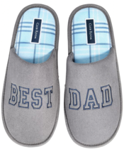 Club Room Men&#39;s Cushioned &quot;Dad&quot; Slippers Bed Slides Grey Embroidery Medium 8-9 - £11.73 GBP