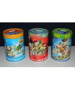 Walt Disney&#39;s Toy Story Set of 3 Large Round Illustrated Tin Coin Banks ... - £18.48 GBP
