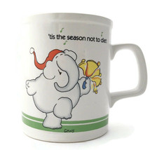 Vintage Eli Elephant 1983 Coffee Mug &#39;Tis The Season Not To Diet 80s Fad - £10.34 GBP