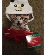 Holiday Christmas Cat Hat And Scarf/ Snowman/one Size Fits Only/ 1102 - $38.36