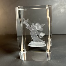 Wizard Mickey Mouse 3d Etched Disney Crystal Glass 3&quot;x2&quot; Paper Weight - $469.08 MXN