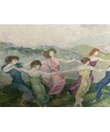 Vtg Signed HLK original oil painting copy of Franz Von Stuck Circle Danc... - $8,010.87 MXN