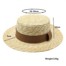 Summer Women  Wheat  Hat 7cm  Boater Derby Beach Straw Hats Lady Casual spring a - £42.22 GBP