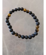 Tiger&#39;s eye and Lava rock  6mm. bead stretch bracelet size 6.5in. - $25.23 CAD