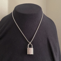 New Louis Vuitton Silver-Toned Lock on 20&quot; Box Link Chain Necklace - $89.00