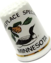 Someplace Special Minnesota Fine Bone Thimble Gold Trimmed Vintage by Exquisite - £11.67 GBP