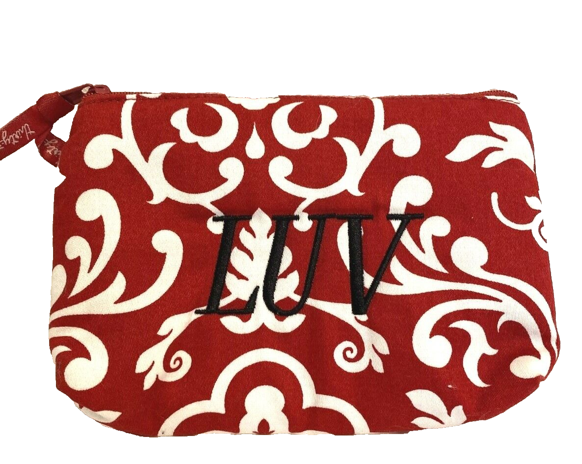 Thirty-One Zippered Pouch Red/White Monogrammed &quot;LUV&quot; - $6.64