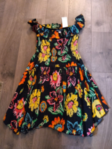 Urban Outfitters Black Motif Bold Flowered Babydoll Dress Small  - £21.16 GBP