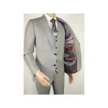 Men Suit BERLUSCONI Turkey 100% Italian Wool Super 180's 3pc Vested #Ber10 Gray image 7