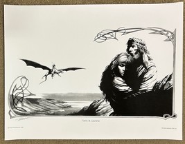 Larry Elmore Signed AD&amp;D TSR Dragonlance RPG Fantasy Art Print ~ Tanis &amp; Laurana - £56.27 GBP