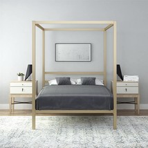 Dhp Modern Metal Canopy Platform Bed With Minimalist Headboard And Four, Gold. - £213.83 GBP