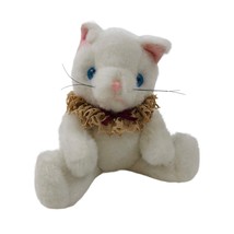 White Cat Kitty Jointed Stuffed Animal Plush Collar Movable Pet Toy Blue Eyes - £9.38 GBP