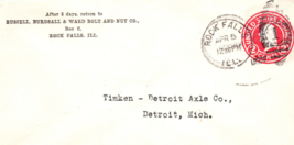 Rock Falls Illinois Russell Burdsall &amp; Ward Bolt Ant Nut Co Postal Cover - $13.58