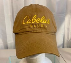 Cabelas Club Hat Baseball Cap Clasp Back Beige Adjustable Yellow  Logo P... - £7.52 GBP